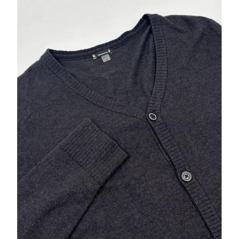Smartwool Men's L Dark Gray Sparwood Wool Blend Knit Cardigan Sweater‎
